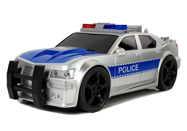 Police Car 1:20 Friction Drive Sound Light Effects Silver Black