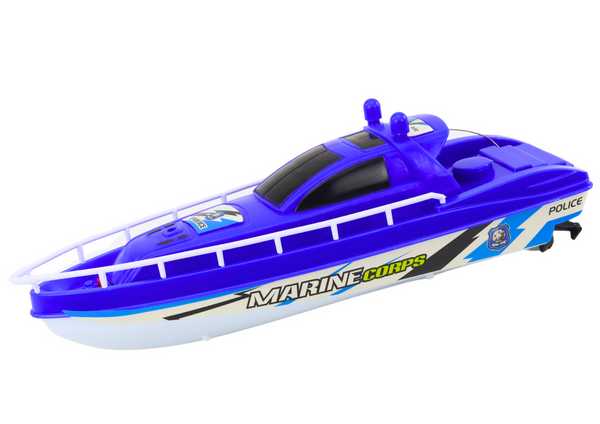 Remote Controlled Police Boat RC Blue Remote Control 27MHz