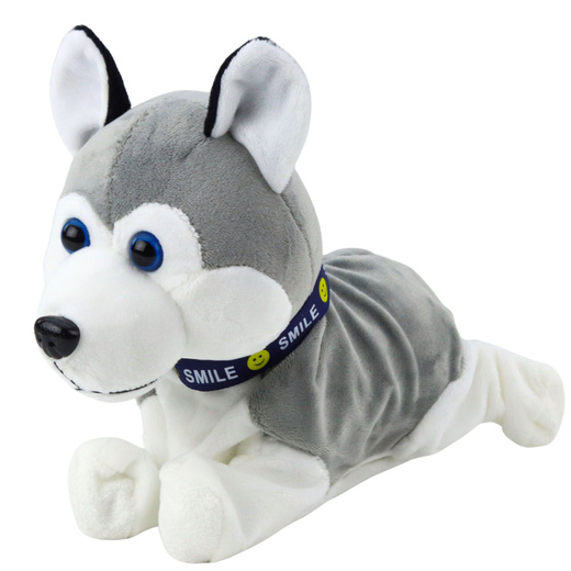 Batteriebetriebener interaktiver Husky-Plüschhund, der sich bewegt und Geräusche macht