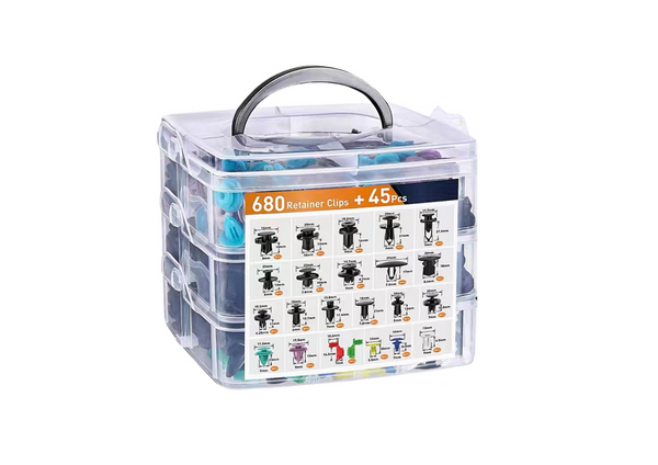 Set of Car Clips in Organizer 23 Sizes 680pcs