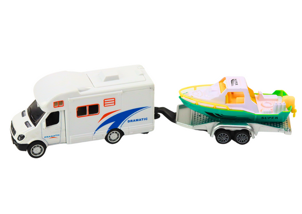 Geländewagen mit Boot oder Wohnmobil, Metallantrieb