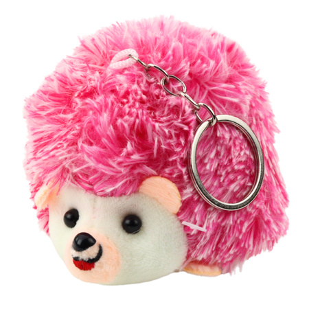 Plüsch-Igel-Maskottchen-Schlüsselanhänger-Ring, Rosa, 9 cm