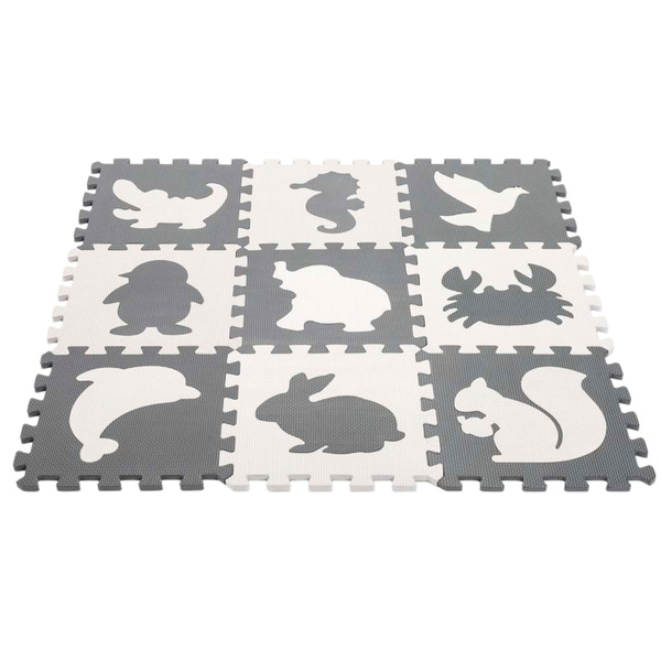 Weiche Puzzle-Lernmatte Dinosaurier EVA-Schaum Beige Grau 9-tlg.