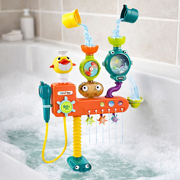 Overflow Bath Toy Wheel Cups Shower