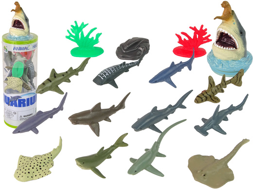 Set Marine Animals Sharks Figures 12pcs. Accessories in tube