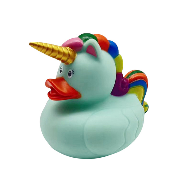Duck Unicorn Bath Toy Rainbow Mane Tail Green
