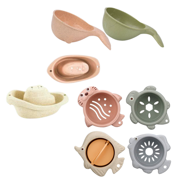 Badespielzeug U-Boot Schiff Tassen Saugnäpfe 9 Stück