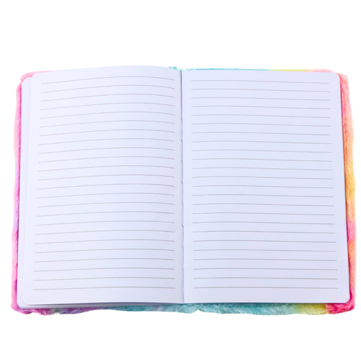 Mit Plüsch gefüttertes Notizbuch mit einem bunten 3D-Einhorn