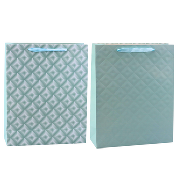 Embossed Gift Bag Blue Turquoise 32 x 26 x 10cm