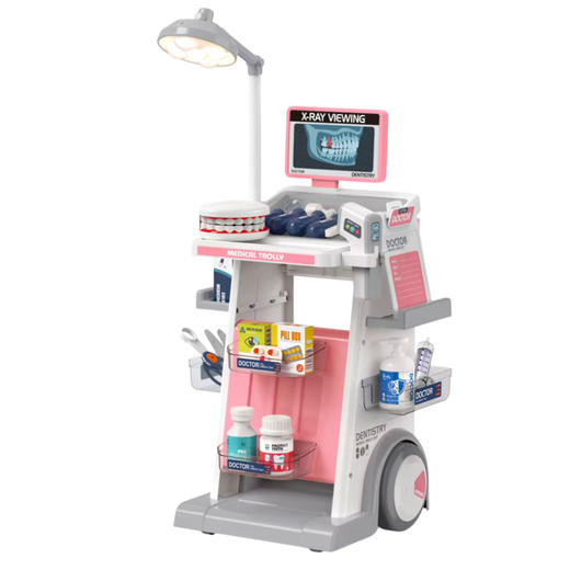 Doctor Dentist Set Medical Cart Lights Pink 26 pcs.