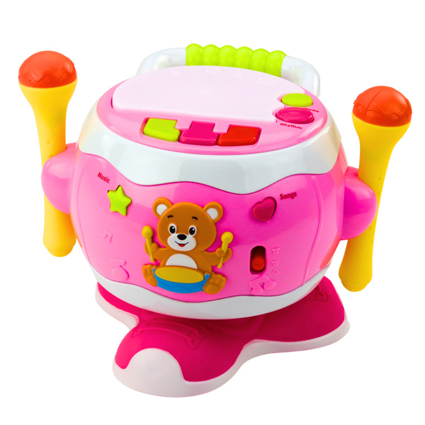 Babytrommel, Musikalisch, Interaktiv, Lichter, Geräusche, Rosa
