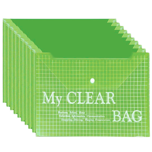 Folder Envelope With Clasp Transparent Green A4 20 Pieces