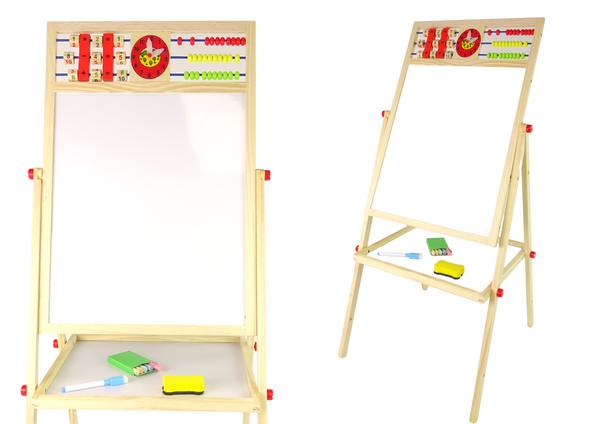 Wooden education board 2in1 Magnetic-chalkboard + Accessories Counting Table Multiplication Alphabet