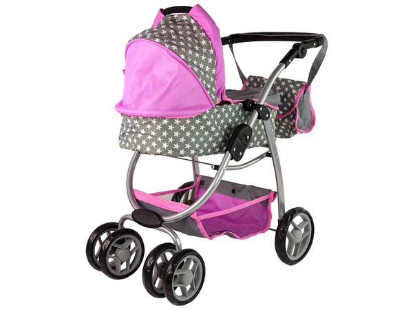 Baby Doll Stroller 2-in-1 Carrycot Bag Pink Stars
