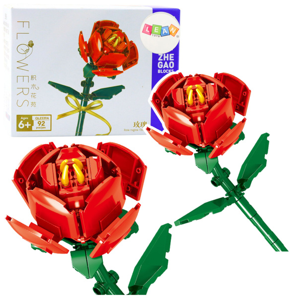 Bauklötze Rose mit Schleife Rot 92 Stk.