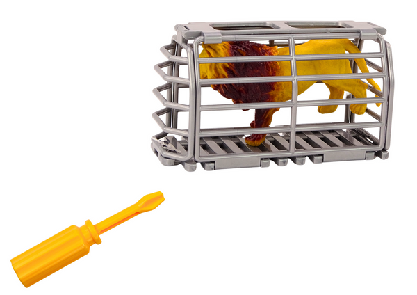 Airplane Light plane Animal transport Cage Lion Unscrewable Screwdriver