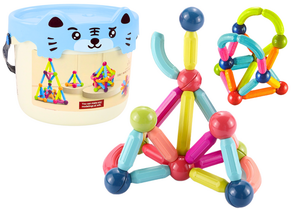 Magnetic Blocks in a Bucket 78 Elements Blue Kitten