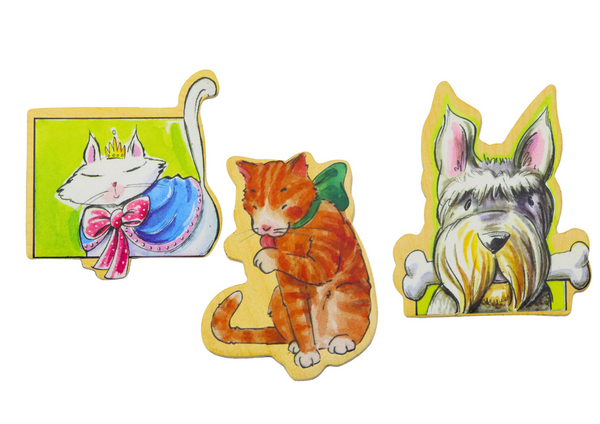 Set of Wooden Magnets with Colorful Animals, 20 pieces