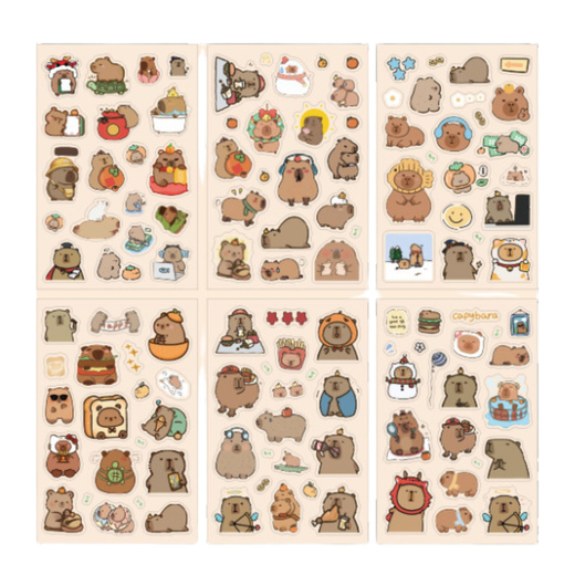 Capybara-Aufkleber-Set zur individuellen Dekoration, 110 Stück.