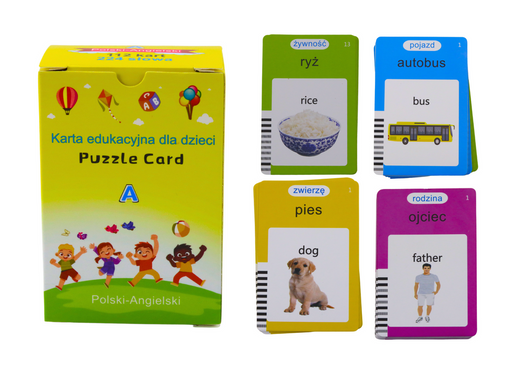 Tablet für Lernkarten zum Lernen von Polnisch und Englisch mit 224 Wörtern in Rosa