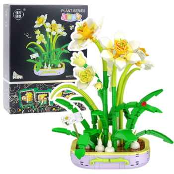 Construction Blocks Flower in Pot Narcissus Yellow and White 623 pcs.
