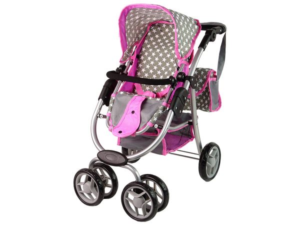 Baby-Puppenwagen 2-in-1 Tragetasche Rosa Sterne