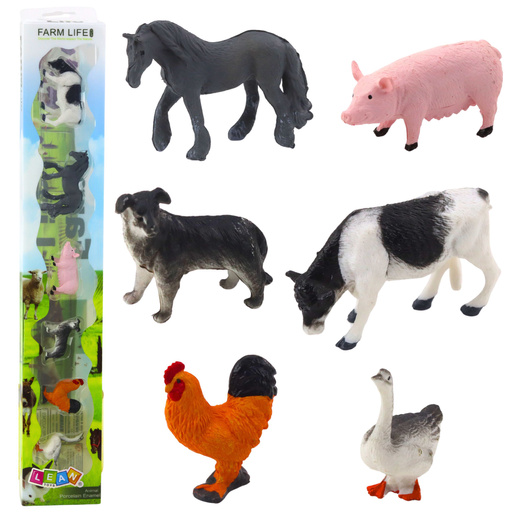 Set of Mini Figures Cow Horse Pig Dog Chicken Goose 3-5cm 6pcs.