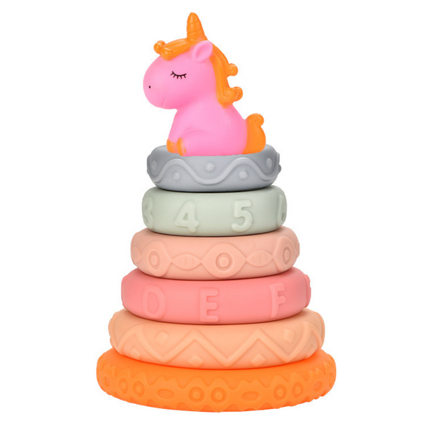 Pyramid Tower For Toddlers Rubber Soft Blocks Unicorn