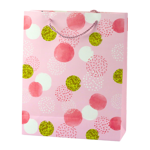 Gift Bag Dot Pattern Gold Pastel 32 × 26 × 10 cm