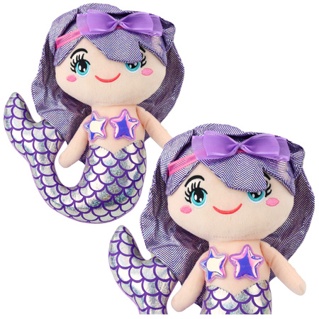 Plush Mermaid Cuddly Toy Holographic Tail Purple 25cm
