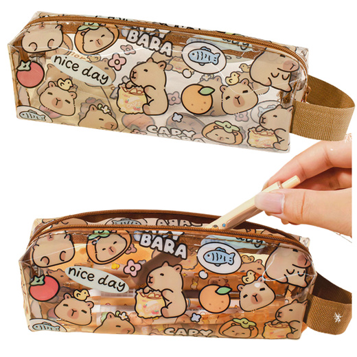 Small School Pencil Case Kit Capybara Transparent 19cm