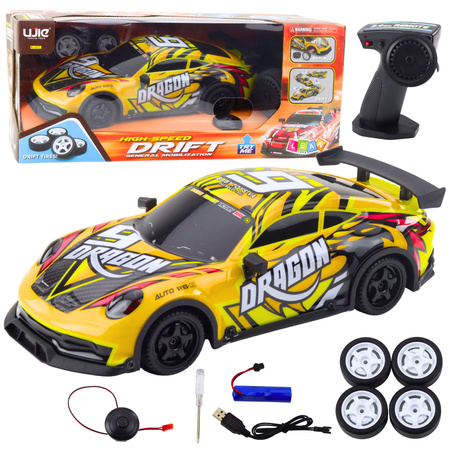 RC Sports Car Remote Controlled Illuminated Drift Body Yellow