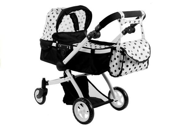 Puppenwagen Alice Kinderwagen 2in1 Puppe Babytrage Puppenkarre Wagen Schwarz