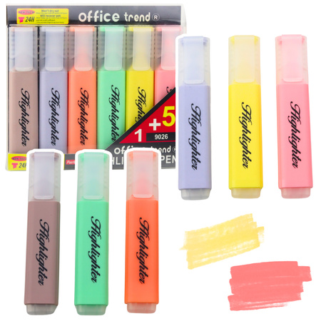 Set of Highlighters Note Markers Pastel Colors 6pcs
