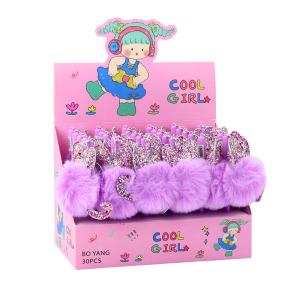 Gelstift mit lila Kappe und blauer Tinte, 17 cm, 0,5 mm