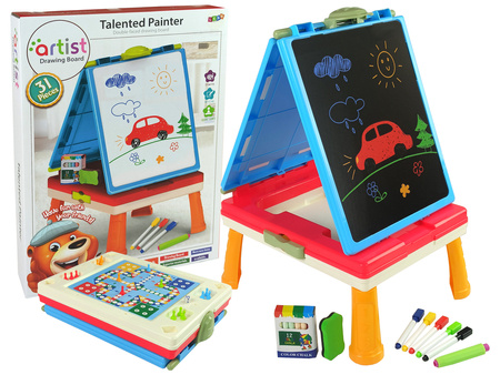 3-in-1-Magnet-Kreidetafel, blauer Spieltisch