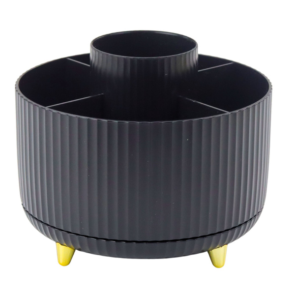360° Rotating Cosmetic Brush Organizer with 5 Compartments Black