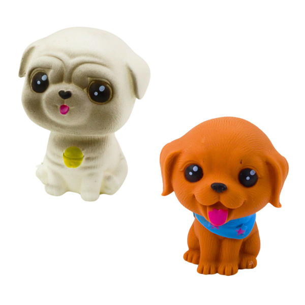 Set of Figures Rubber Dogs Squeaker Kennel Transporter 6pcs