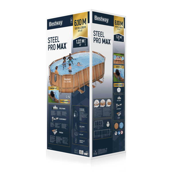 Bestway 56719 Power Steel Frame Pool 610 x 366 x 122 cm