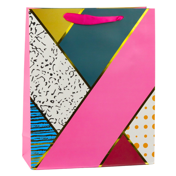 Geschenktüte aus Papier mit geometrischen Mustern, 32 x 26 x 12 cm