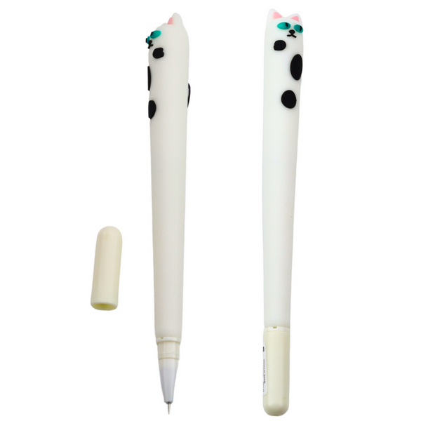 Cat Gel Pen Blue Ink Cap Patches White 16.5cm