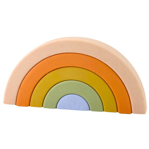Regenbogen-Puzzle für Kleinkinder, pastellfarbene Gummiblöcke, 5-tlg.