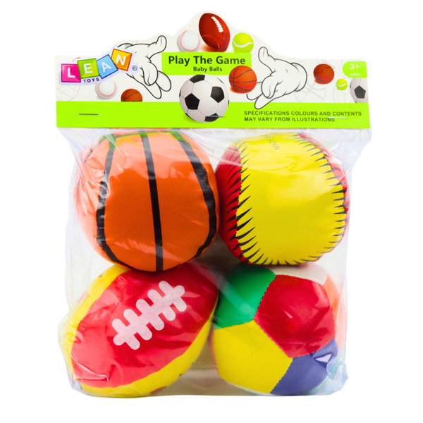 Soft Sports Balls Basketball Rugby Football Baseball Set of 4