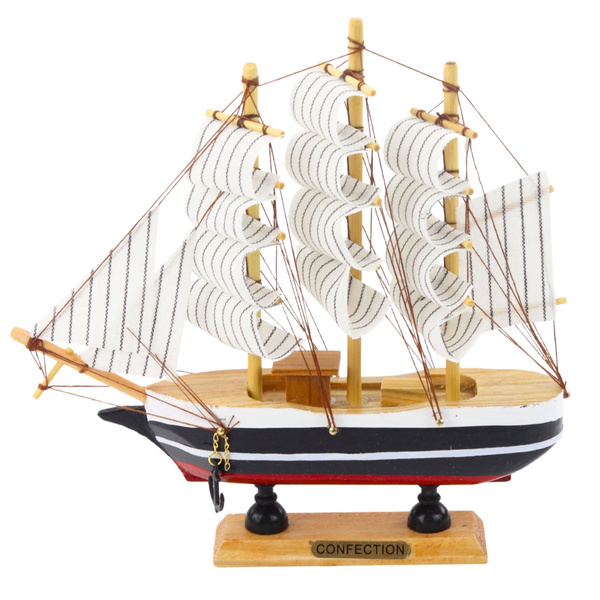 Sammlermodell Dekoratives Segelschiff Schwarz und Weiß 21x21cm