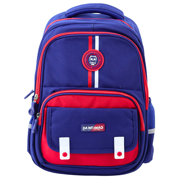 School Backpack Chest Strap Navy Blue Red 20L 38cm