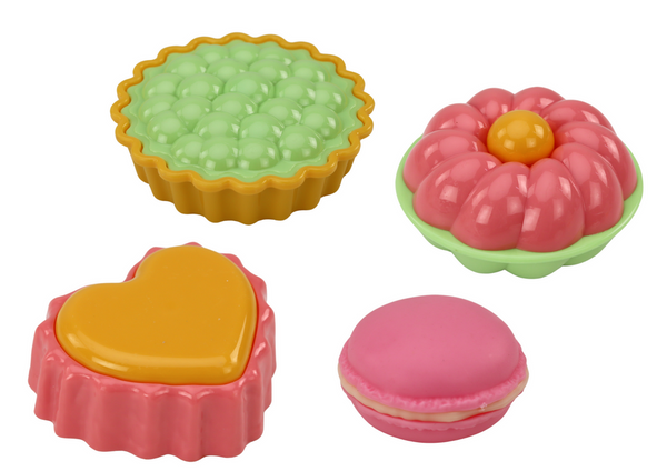 Tea set in a suitcase, cups, plates, cake stand