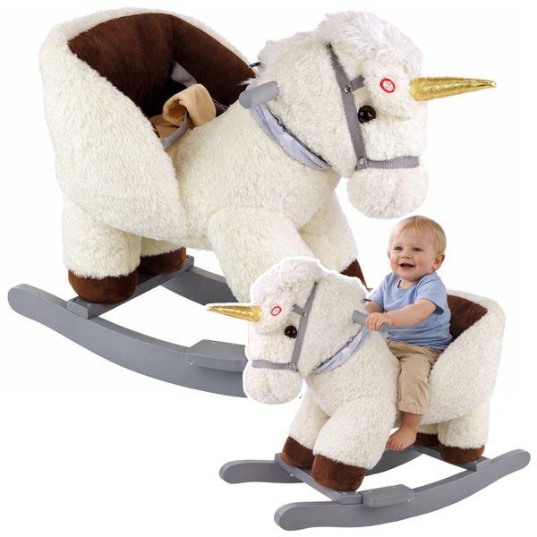 Einhorn-Schaukelpferd für Kleinkinder, Weiß/Beige