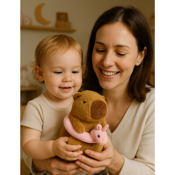 Plush Capybara Pink Lifebuoy with Unicorn Brown 20cm