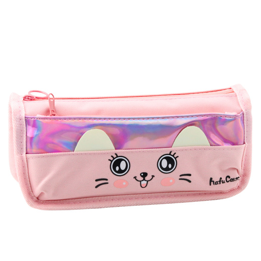 Piórnik Szkolny Z Kotem Dwie Kieszenie Różowy 21,5cm