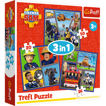 Puzzle "3in1" - Fireman Sam Day Trefl 34868